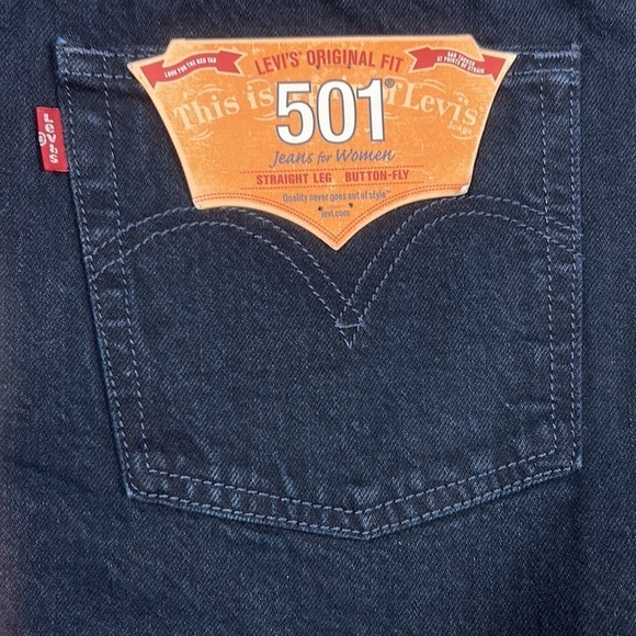 Levi’s 501 Straight Leg Button Fly Denim Shorts - Raw Hem Dark Wash NWT Size 32 - Picture 3 of 9